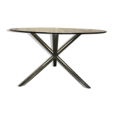 Table de salle à manger ronde vintage 1970 verre et chrome