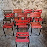 Set of 8 vintage French bistro chairs – industrial metal Tolix style
