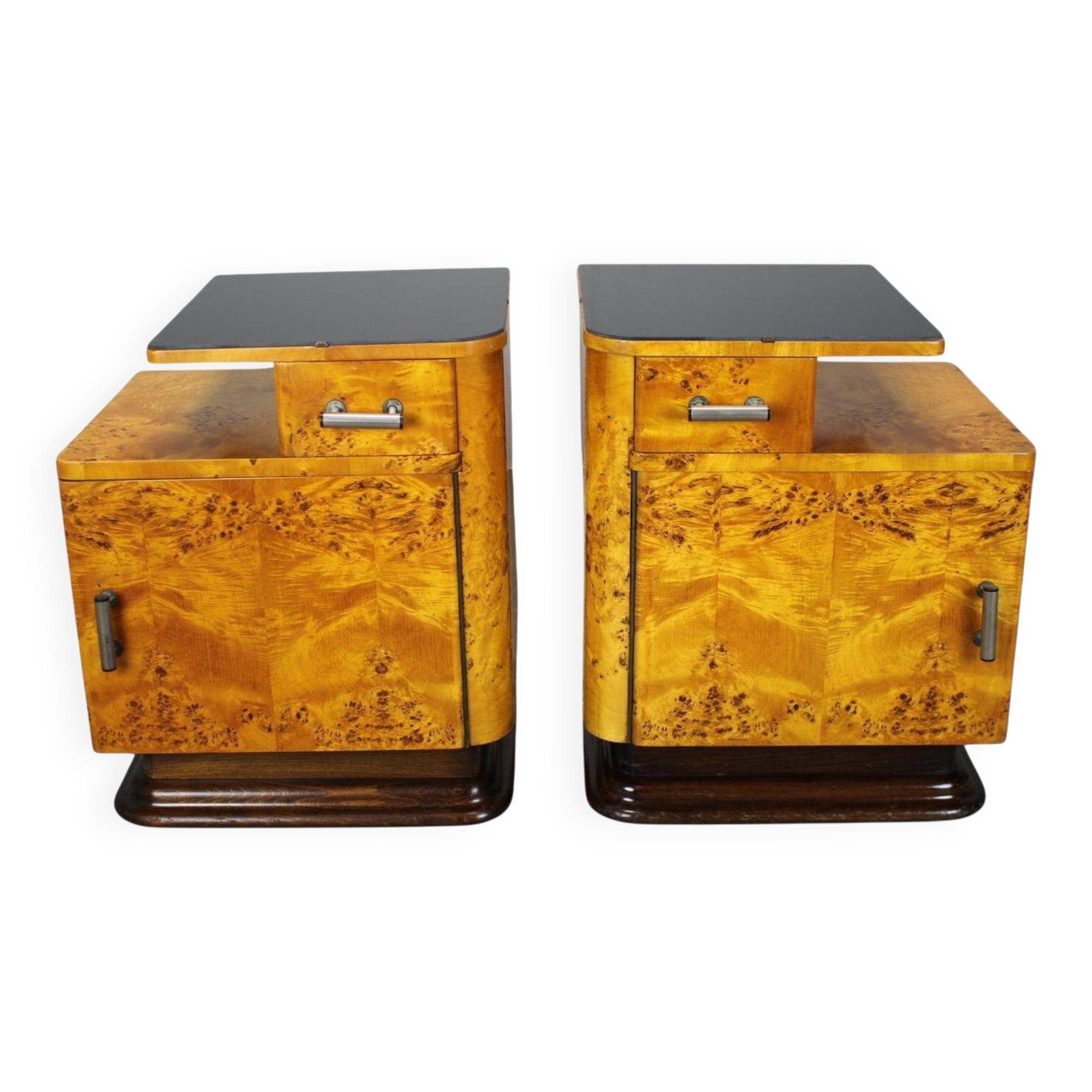 Pair of bedside tables mid-century by Jindřich Halabala, Czechoslovakia, 1950s