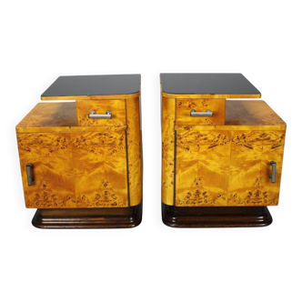 Pair of bedside tables mid-century by Jindřich Halabala, Czechoslovakia, 1950s