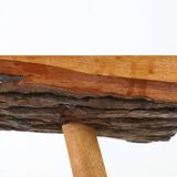 Brutalist tree trunk coffee table in solid oak, ca. 1950