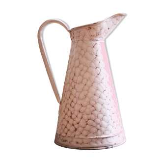 Cruche à eau lait en taule émaillée et marbrée