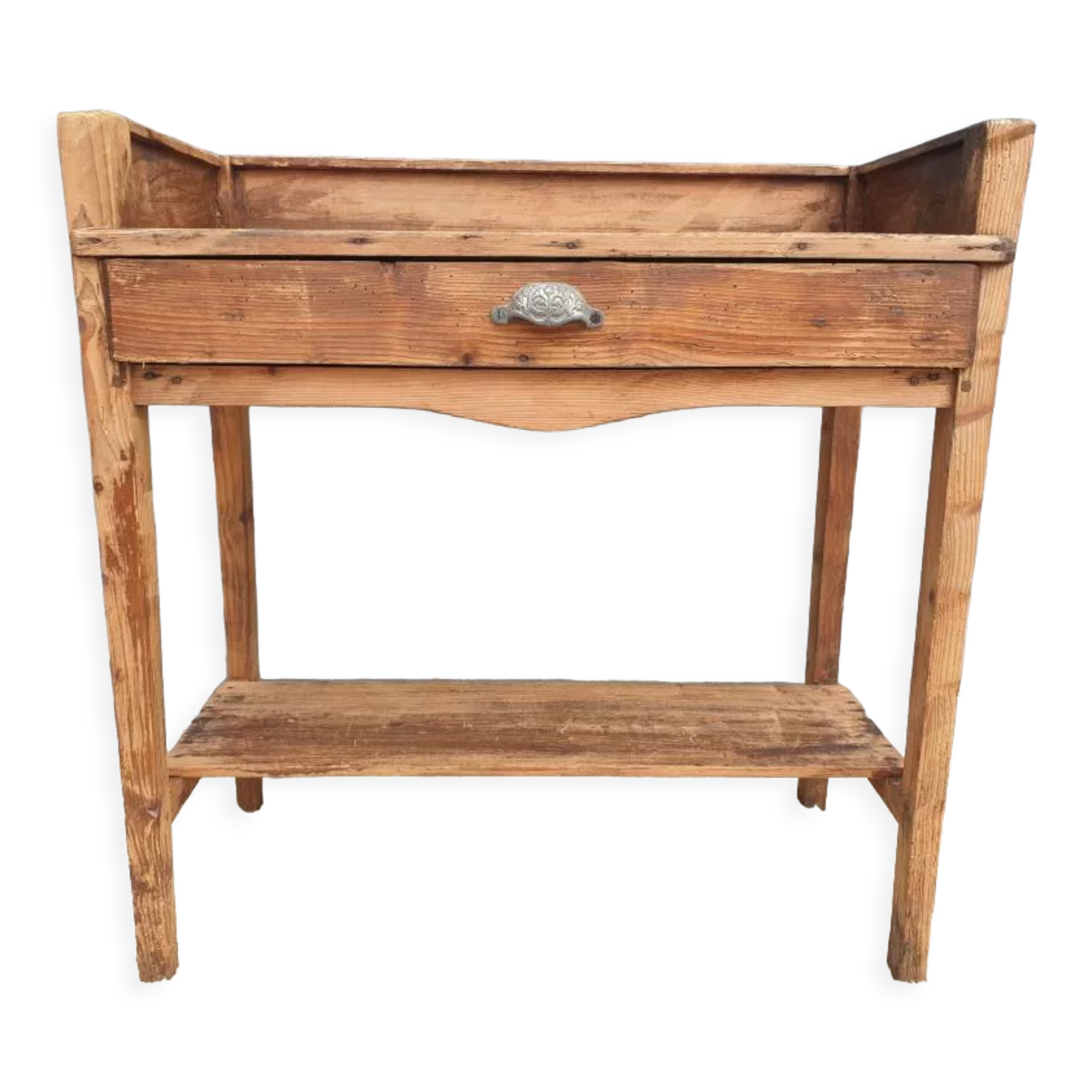 Rimmed table Norman country console in Pine