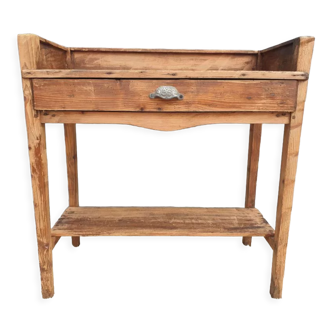 Rimmed table Norman country console in Pine