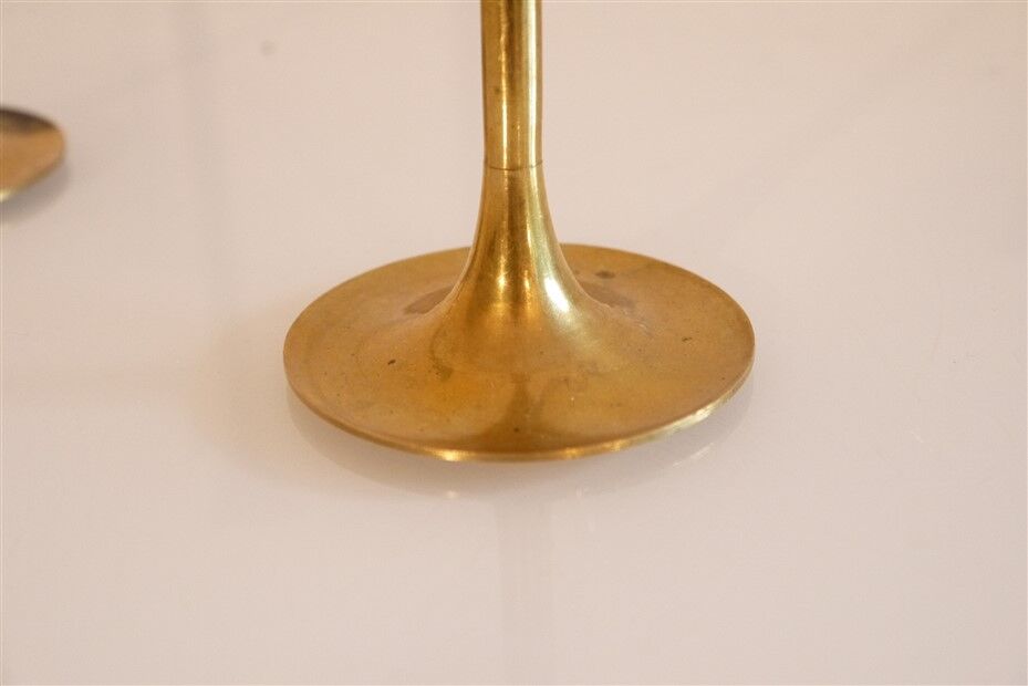 Set of Scandinavian brass candle holders