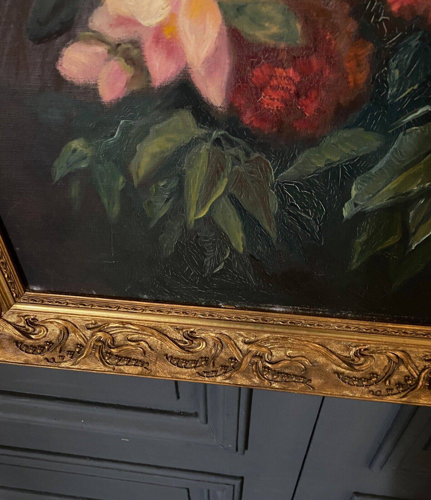 Oil on canvas by Picquet still life bouquet of flowers 1930