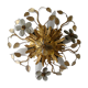 Vintage wall lamp or ceiling lamp in golden metal, glass flowers