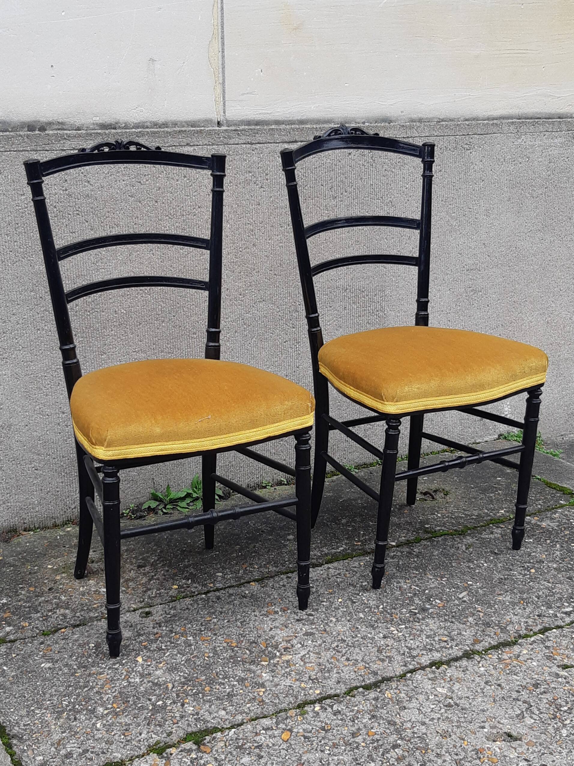 Pair of Napoleon III chairs in blackened wood