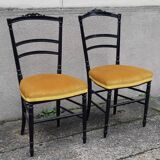 Pair of Napoleon III chairs in blackened wood