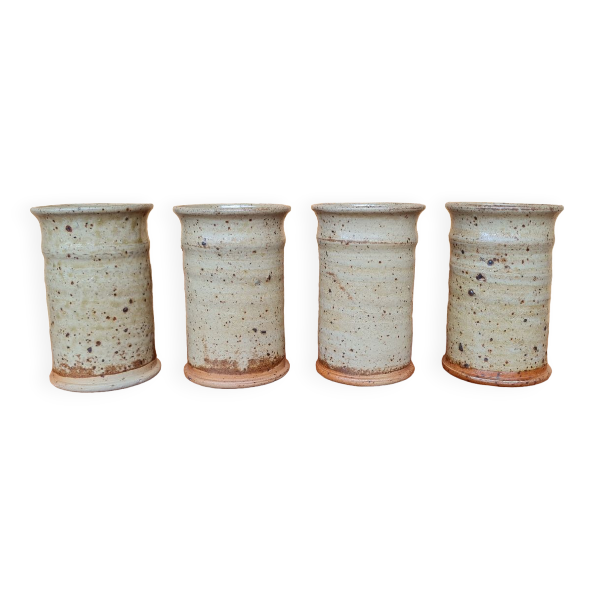 Set of four glasses in varnished stoneware