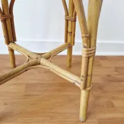Vintage rattan stool in bohemian retro style - 1950s/1960s