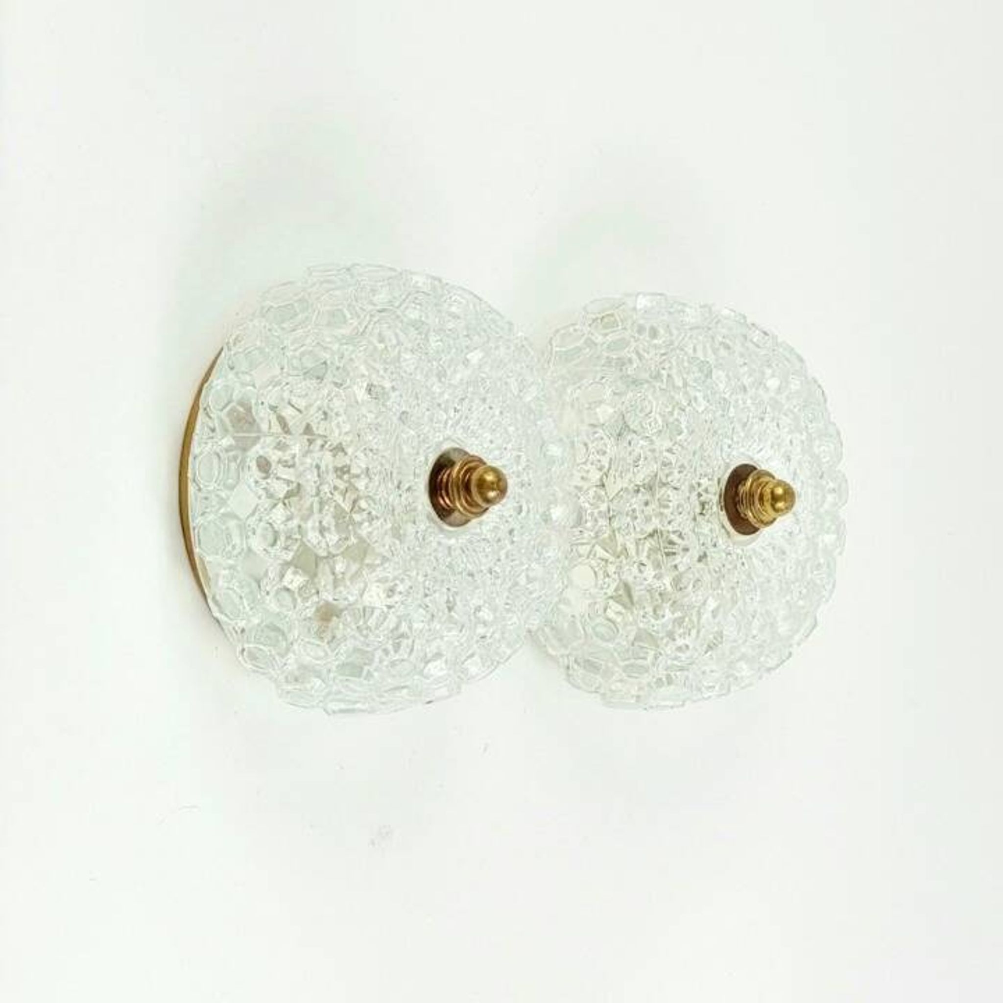 Pair of Mid-Century Diamond Glass Wall Lights H. Tynell for Limburg, 1970s