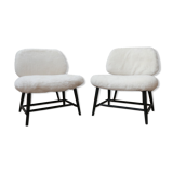 Pair of Alf Svensson 'TeVe' sheepskin shearling lounge chairs