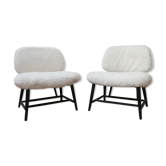 Pair of Alf Svensson 'TeVe' sheepskin shearling lounge chairs