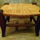 Child's straw chair and oak stool