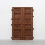 Large 17th century Monastery doors in terracotta lacquered oak, Portugal