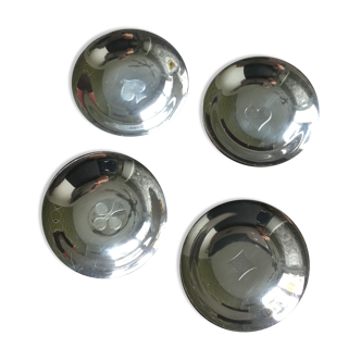 Set of 4 bridge ashtrays in silverware