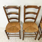 Ensemble de 4 chaises paillées