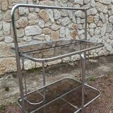 Vintage iron and smoked glass serving trolley