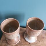 Verres à pied tasses mazagrans en grès de Puisaye