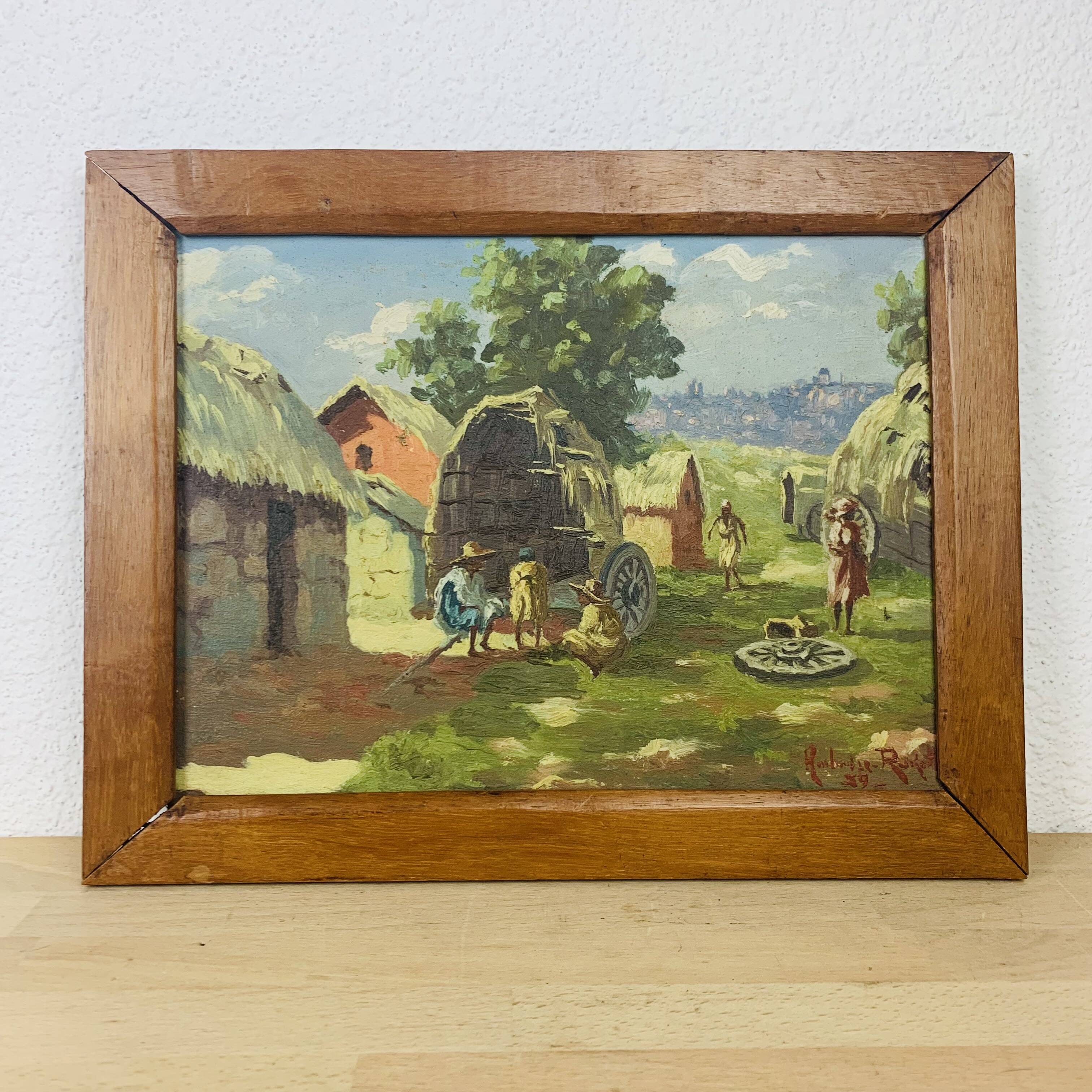 Tableau village Malgache par Ambroise Rakoto