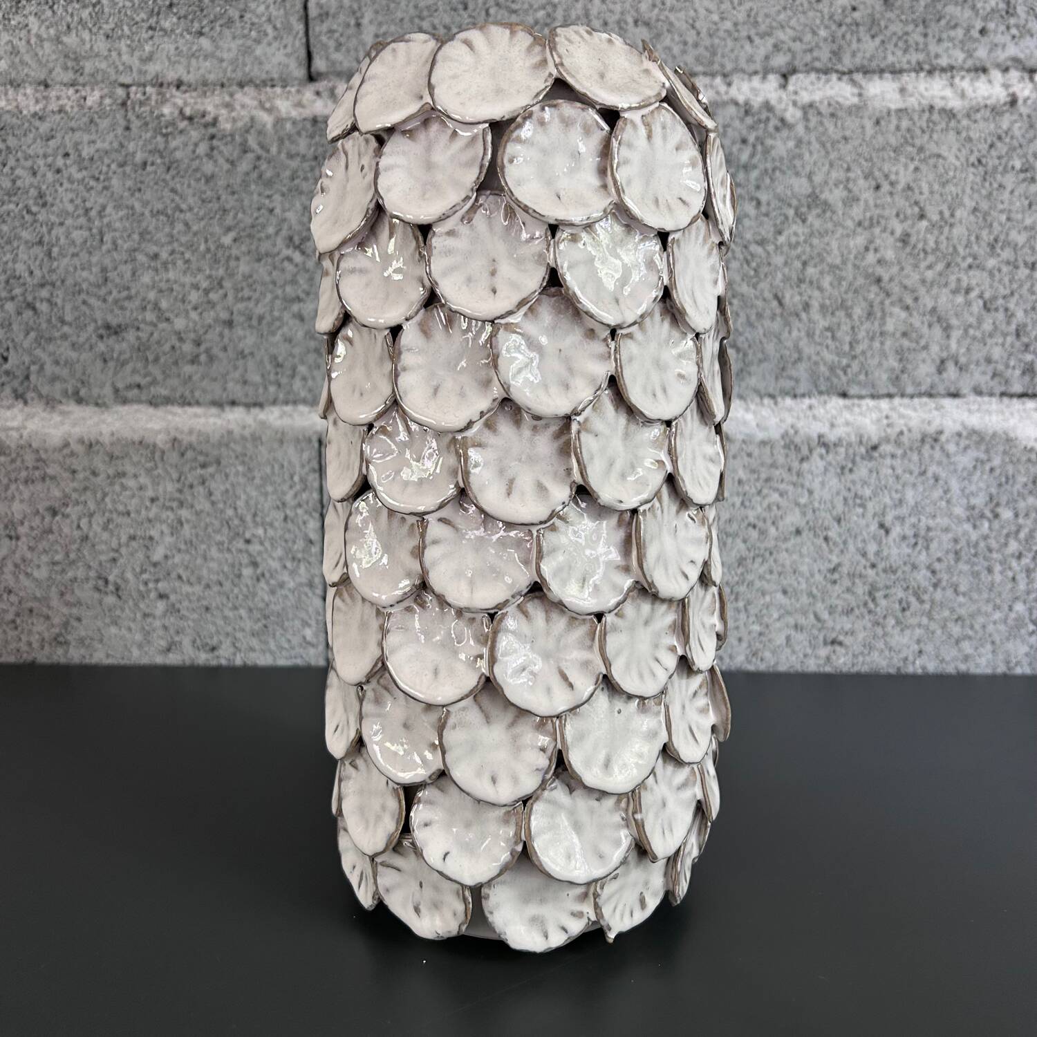 Ivory stoneware scale vase