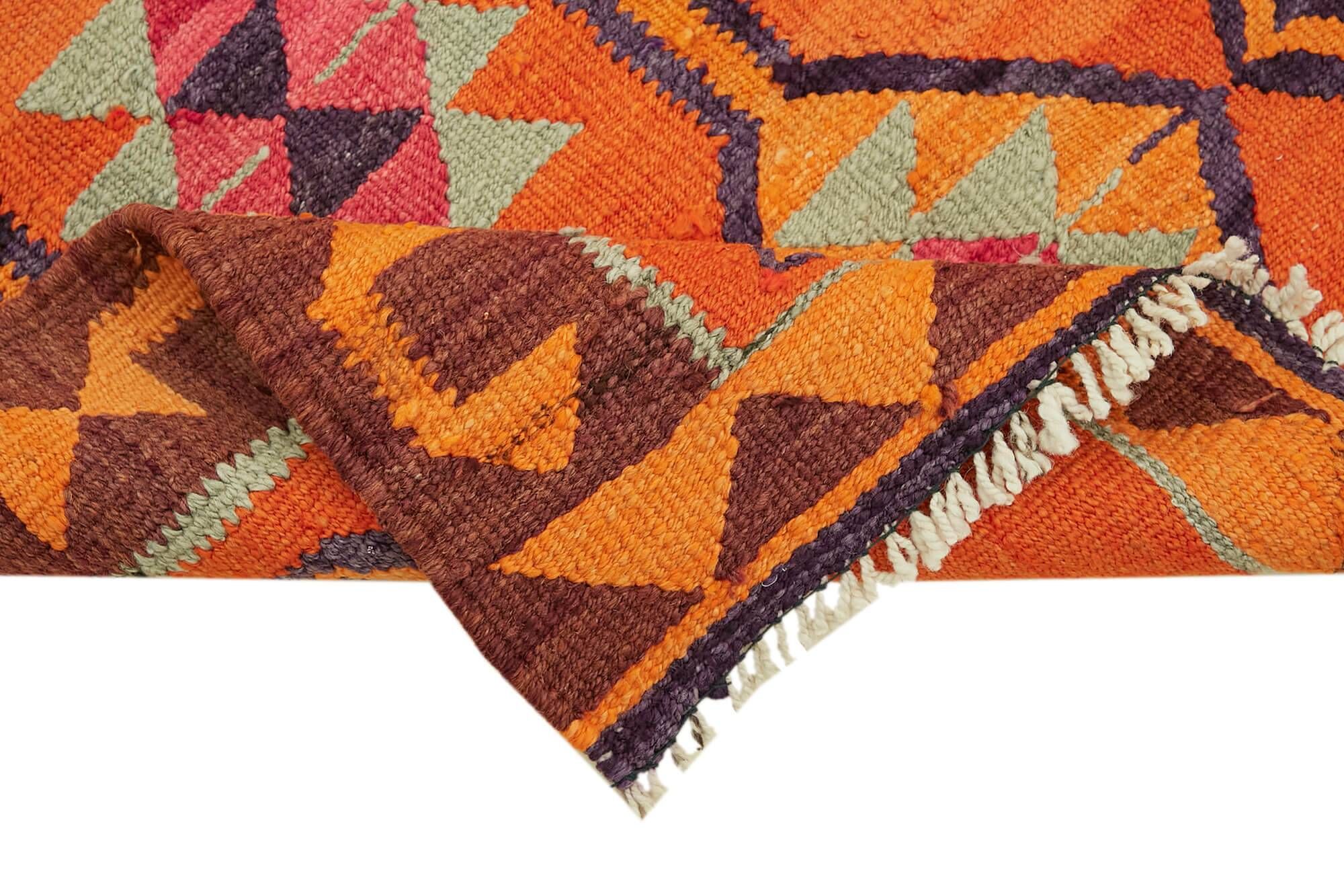 Turkish Handwoven Vintage Herki Kilim 95 cm x 326 cm