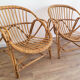 Duo de fauteuils coquille en rotin 1970