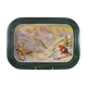 Old vintage service tray in lithographed sheet METAL SKI SNOW WINTER SPORTS