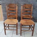 Set of 4 old Picardie straw chairs