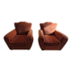 Set of 2 moustache club armchairs in velvet