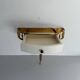 Floating wall console with drawer, brass body and marble top, 1960s, Italy