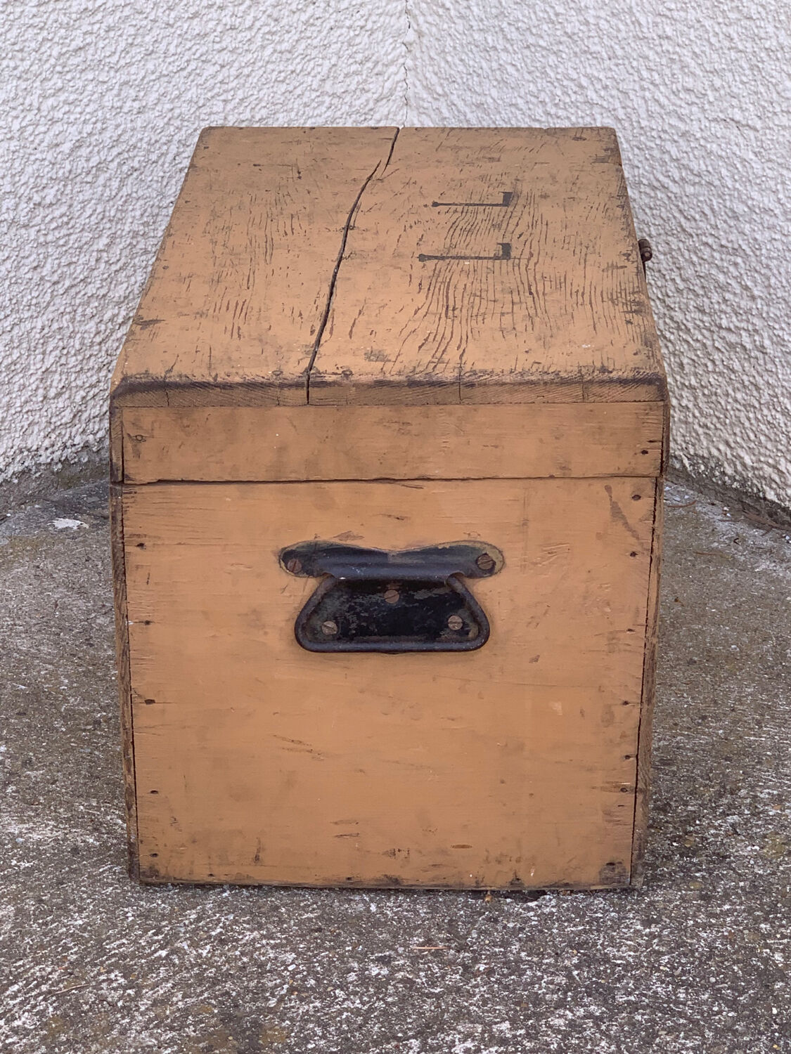 Wooden chest yellow patina