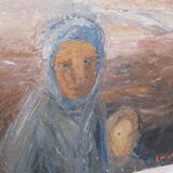 Modernist oil on canvas by Einar Emland, framed, signed