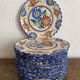 Henriot Quimper dessert plates, hand-painted earthenware.