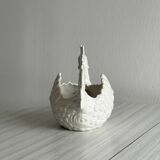 White ceramic egg basket