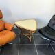 Table basse rotin et formica vintage 1970