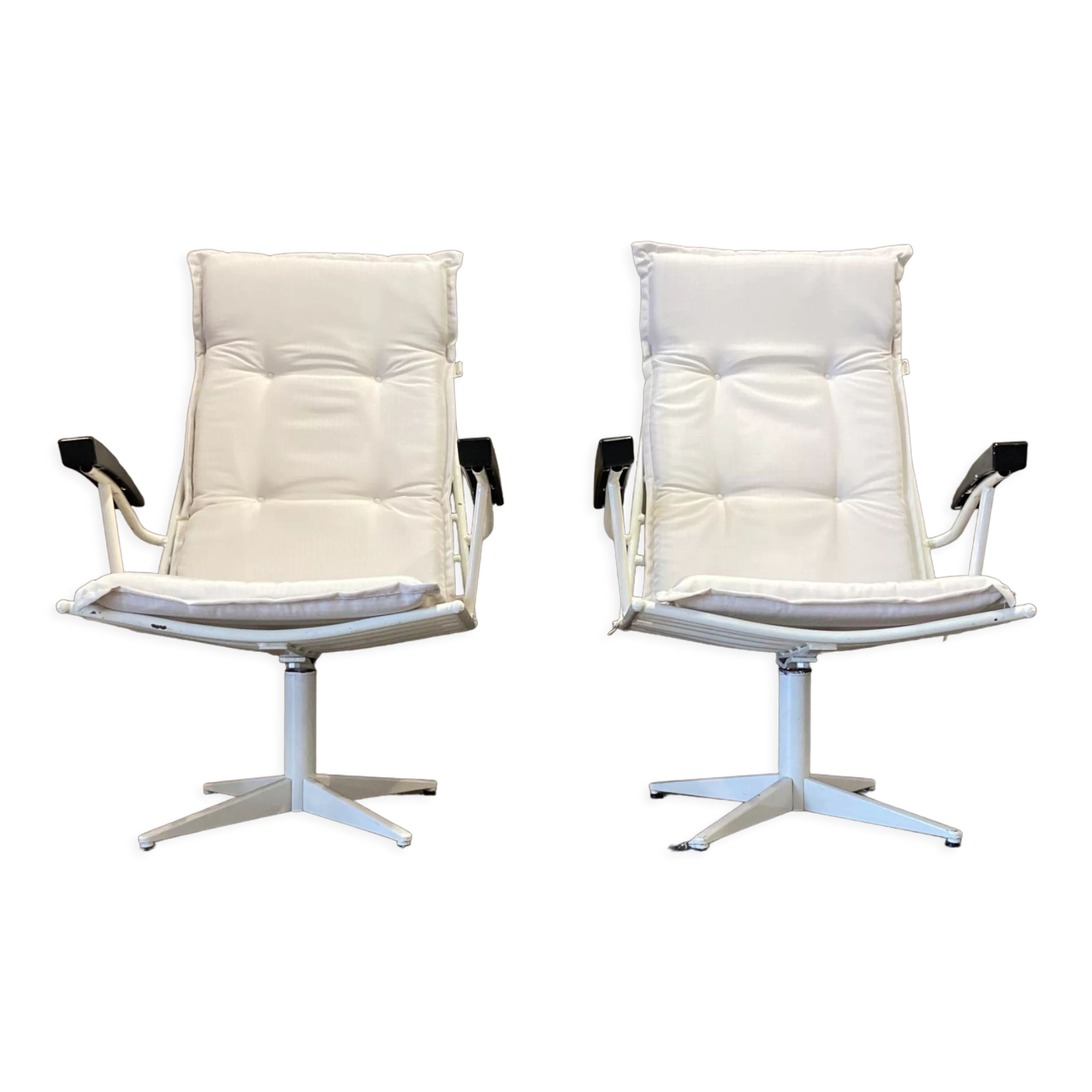 Pair of metal swivel chair and bakelite design 1960