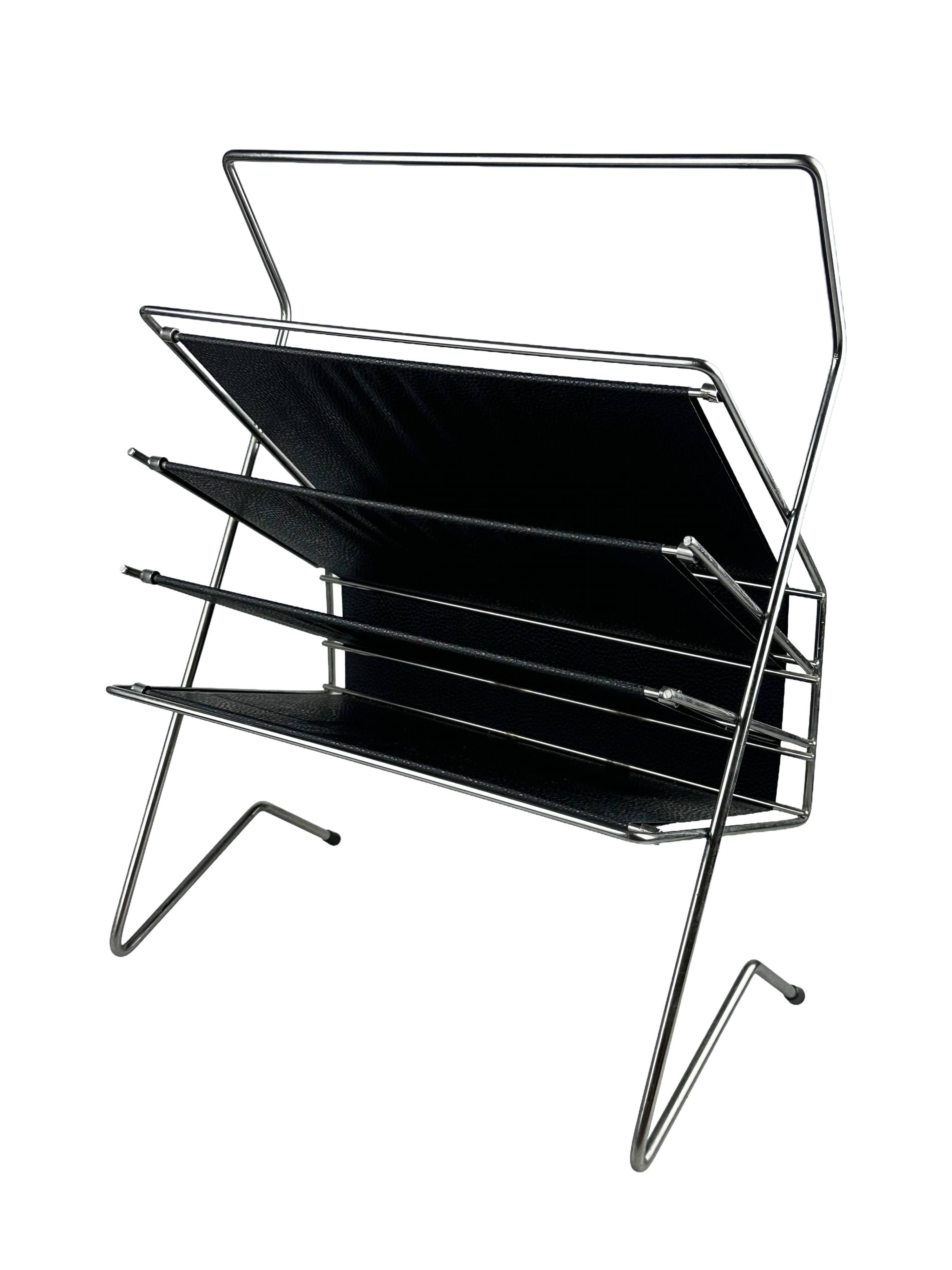 1960s 1970s Newspaper Holder in Metal & Plastic Space Age Design