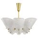 J. T. Kalmar Mid-Century Brass Suspension, Textured White Glass, 1950s