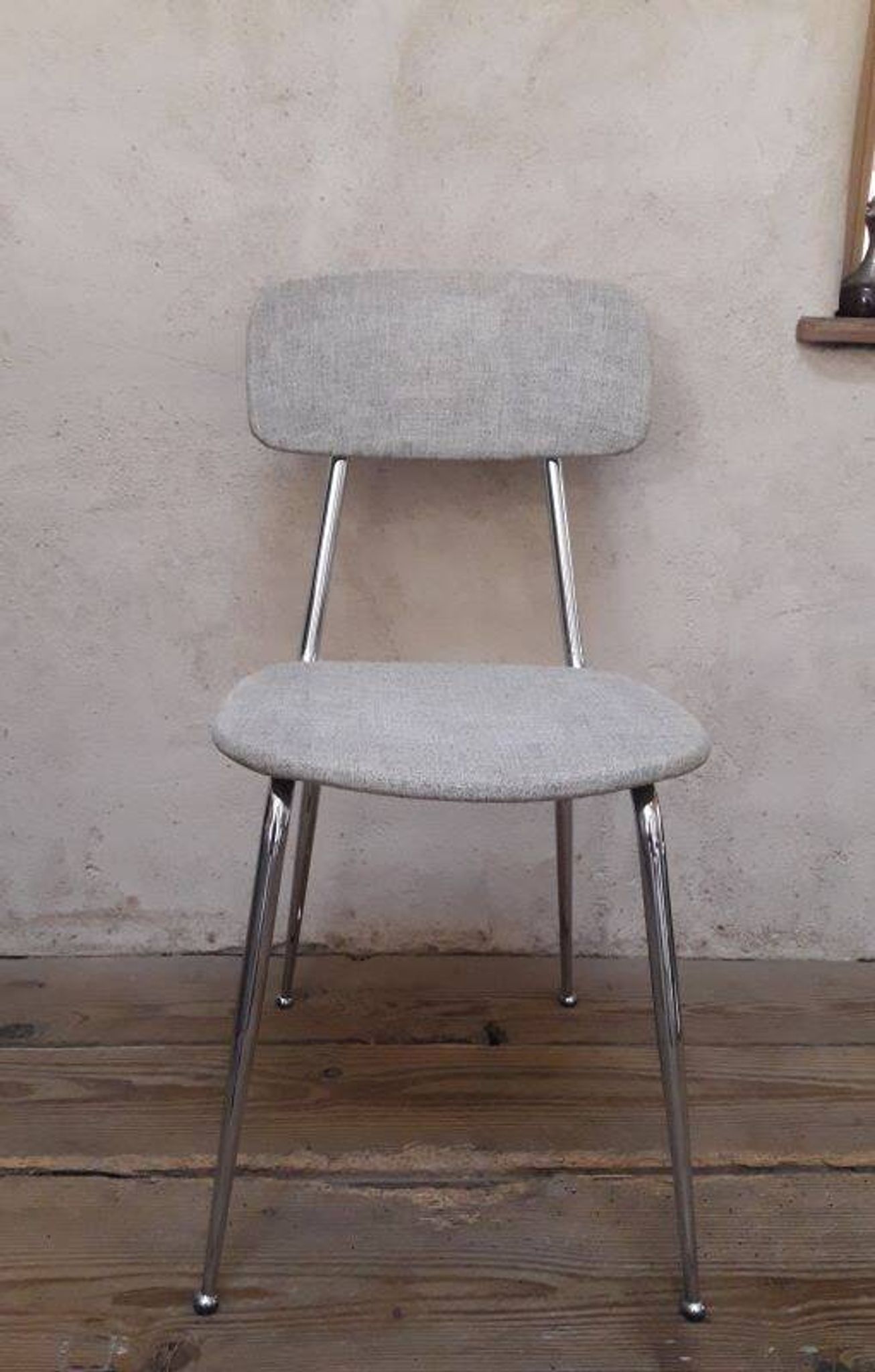 1950s chrome and fabric compass base chair