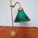 Art Deco desk lamp in brass and conical green opaline, 1920s-30s