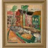 Original Mid-Century Oil on Panel" Holland" by Louis Zelig- Vintage and Framed