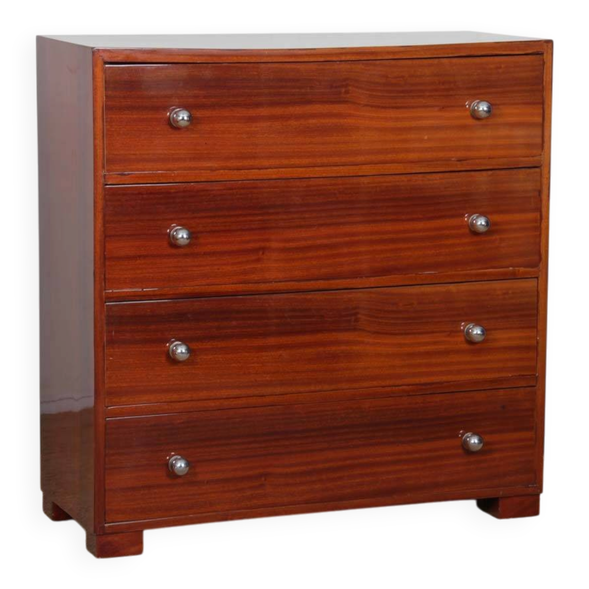 Large Art Deco mahogany chest of drawers from the 1940s.