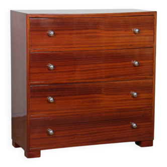 Large Art Deco mahogany chest of drawers from the 1940s.