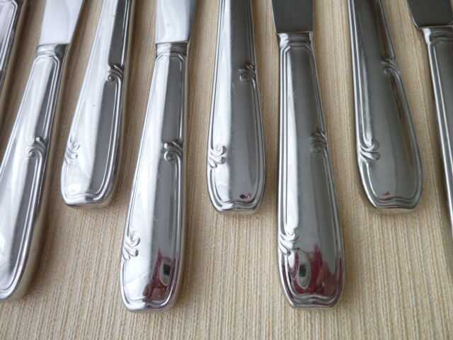 Box of 12 one-piece stainless steel table knives