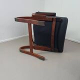 2 x Scandinavian black leather lounge chairs