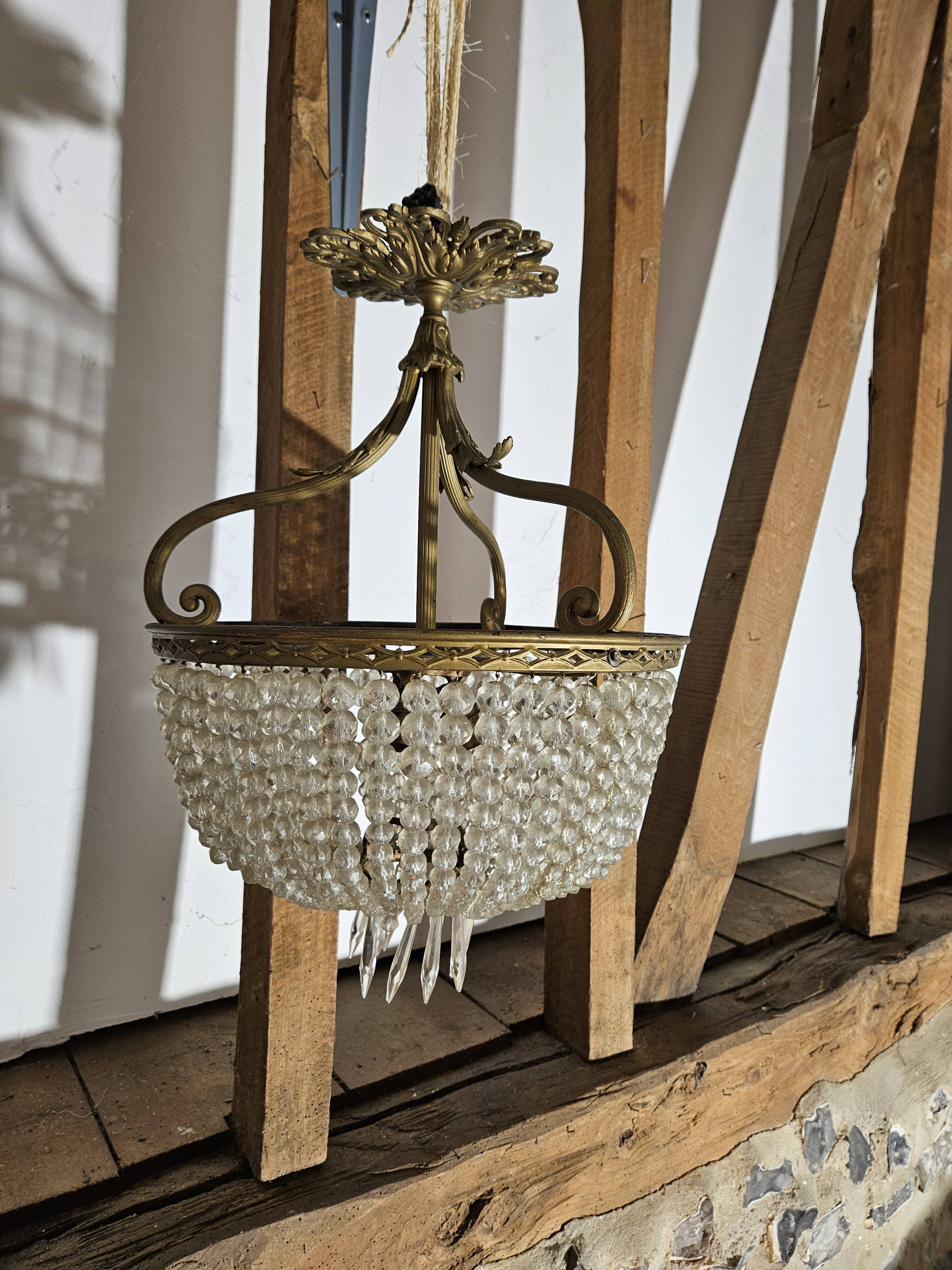 Napoleon III basket chandelier with tassels