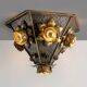 Lampe de plafond en laiton floral dans le style de Hans Kögl, Allemagne, années 1970.