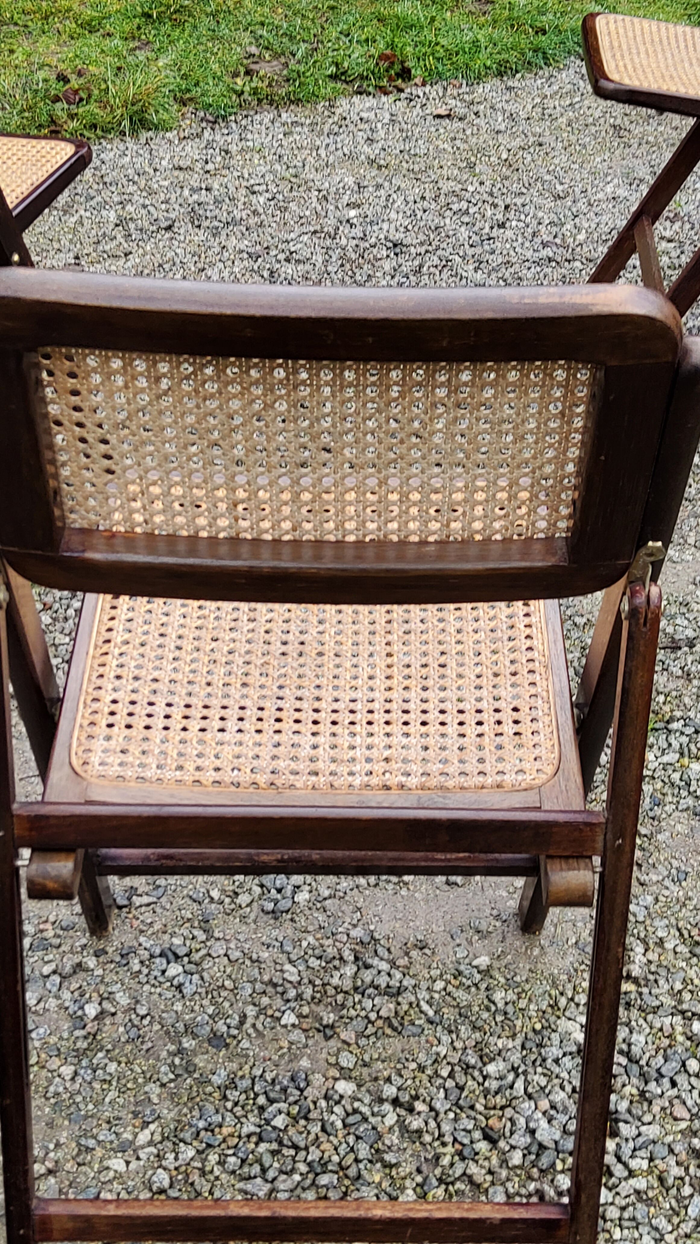 Set of 4 folding chairs wood and canning of the 70s